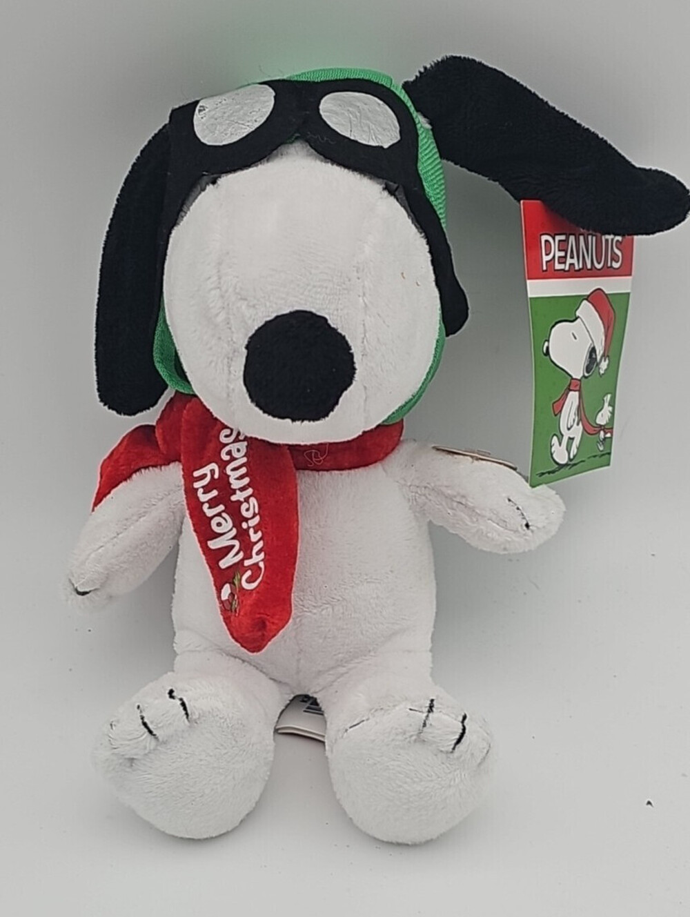 Aviator SNOOPY Plush Wearing CHRISTMAS Scarf 8" Peanuts 2015 *fighterJet Noise.